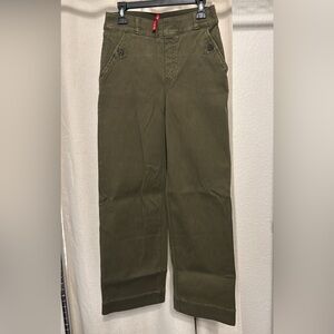 Spanx Stretch Twill Wide Leg Cropped Pant in Olive